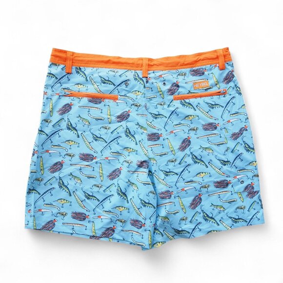 HEYBO Outdoor EBB Tide "Lures" Swim Trunks Men's L Blue / Multicolor - Picture 2 of 10